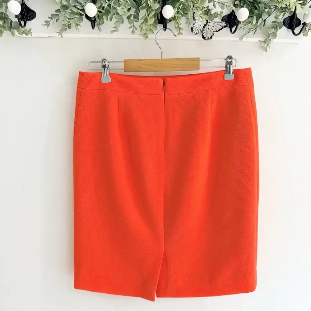 J Crew Women’s The Pencil Skirt Orange Lined Size 8 KD NWOT